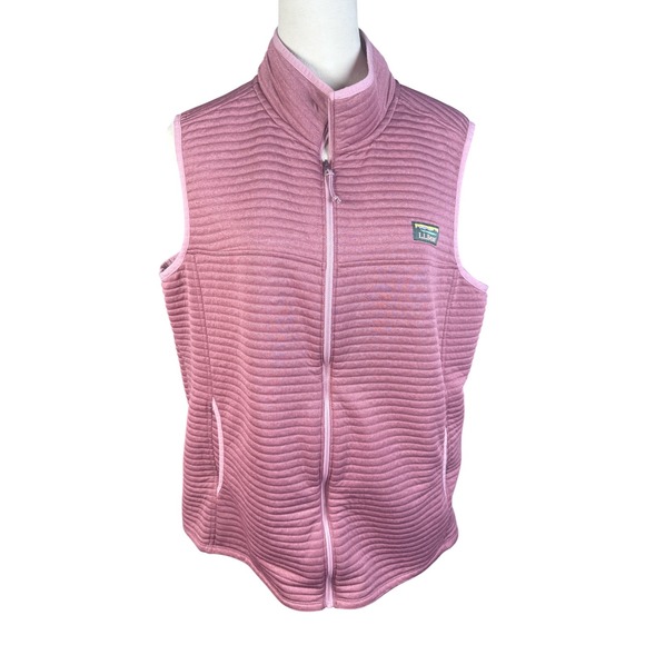 LL Bean Vest Womens 2X Plus Pink Full Zip Quilted Fleece Outdoor Layer 517124 - Picture 1 of 8